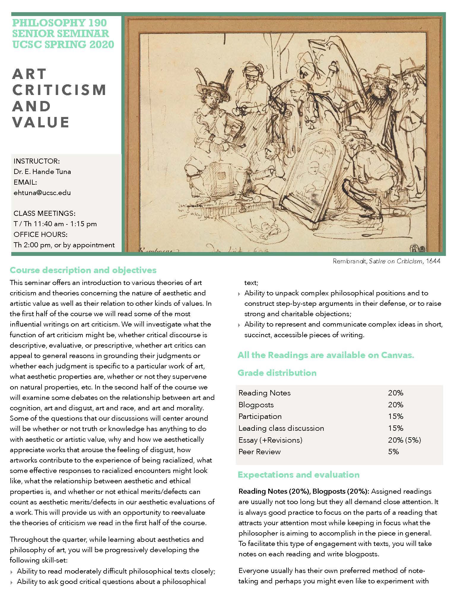 Syllabus PHIL 190 first page